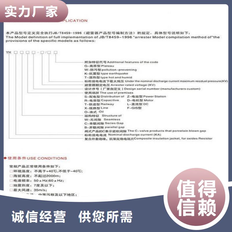 【浙江省温州市乐清市柳市镇】金属氧化物避雷器Y10W1-96/250生产厂家