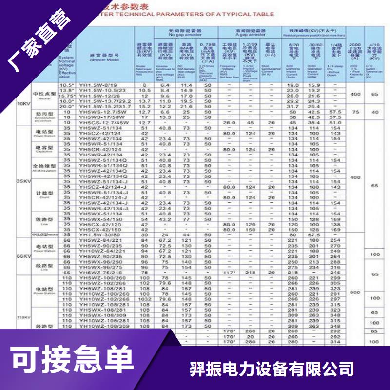 【白沙县】复合外套氧化锌避雷器YHSW5-17/50